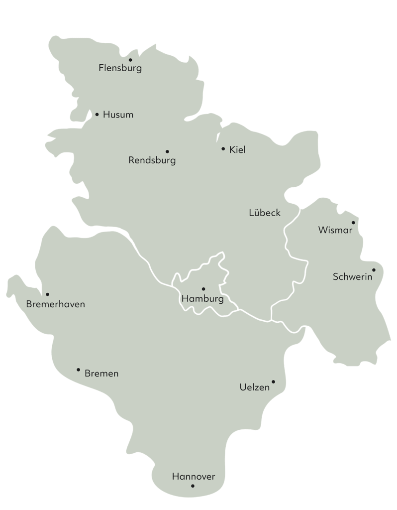 Karte des Einzugsgebiets Norddeutschland